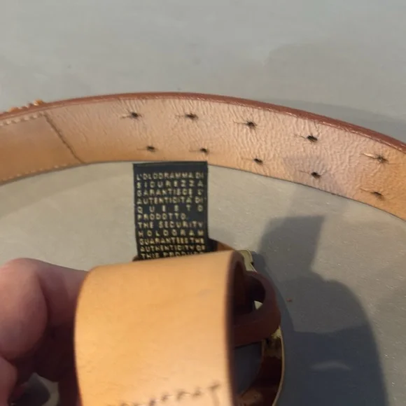 Just Cavalli Raffia Summer Tan Leather Belt with Gold Accents - Picture 7 of 9